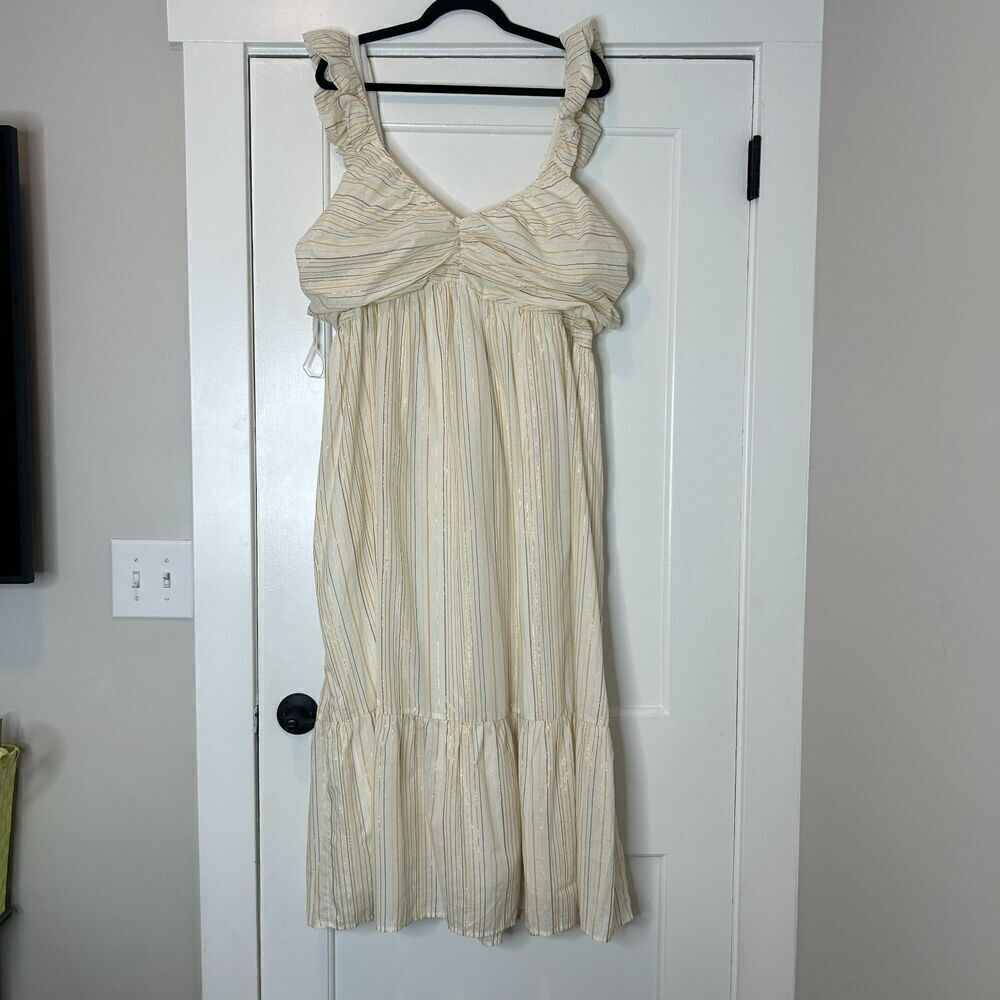 NEW Gap Ruched Tiered Striped Midi Dress Size XXL - Picture 3 of 11
